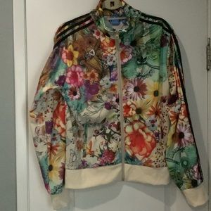 Rare Adidas Firebird Hoodie Floral Jacket Multicolor